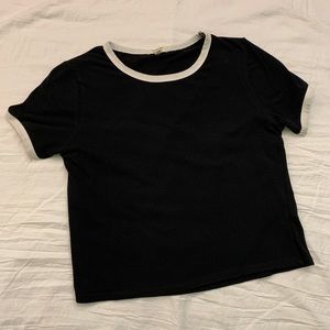 White Trim Black Tee